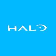 halo logo white light blue background